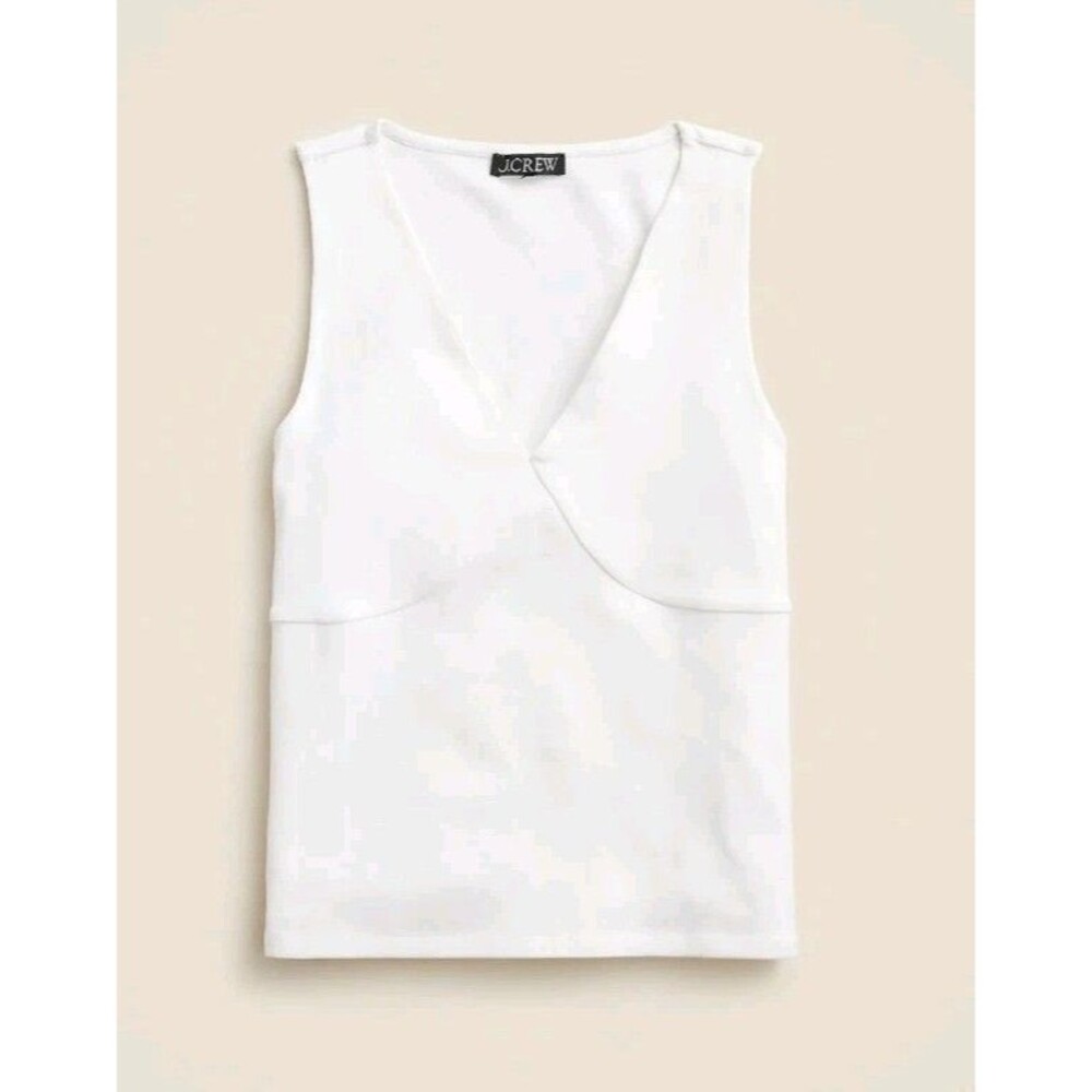 J. Crew Stretch Cotton Blend V-neck Top White Cotton Elastane CI024 Size XXL NWT